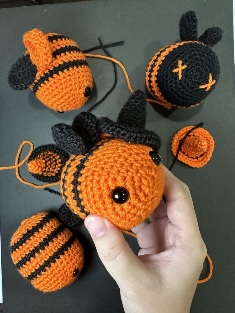 Collection of amigurumi bee witch
